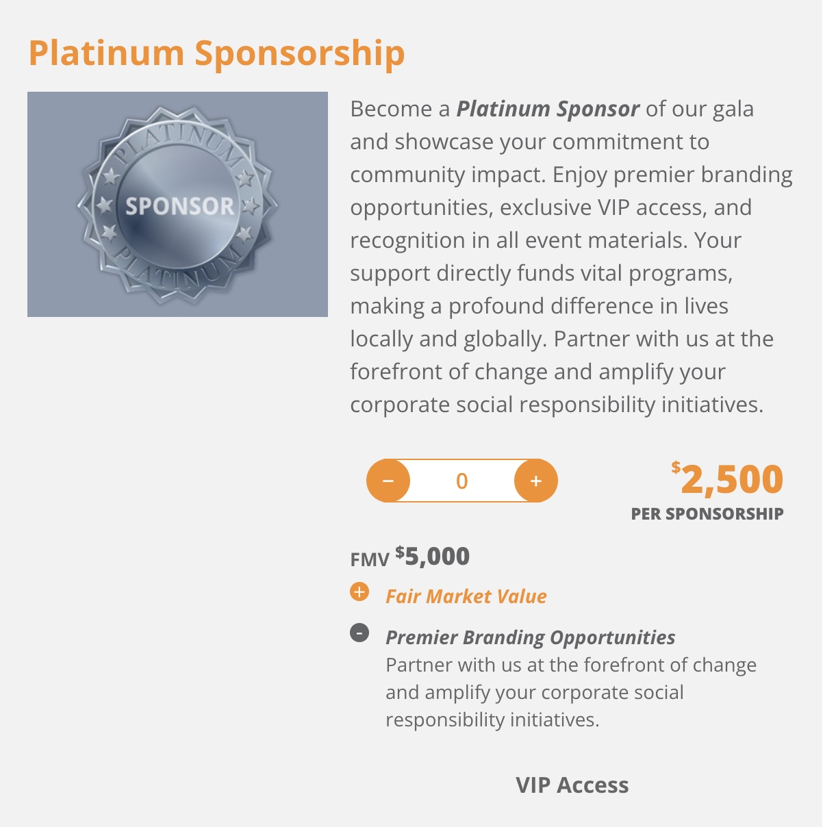 Multilevel sponsorships with or without tickets