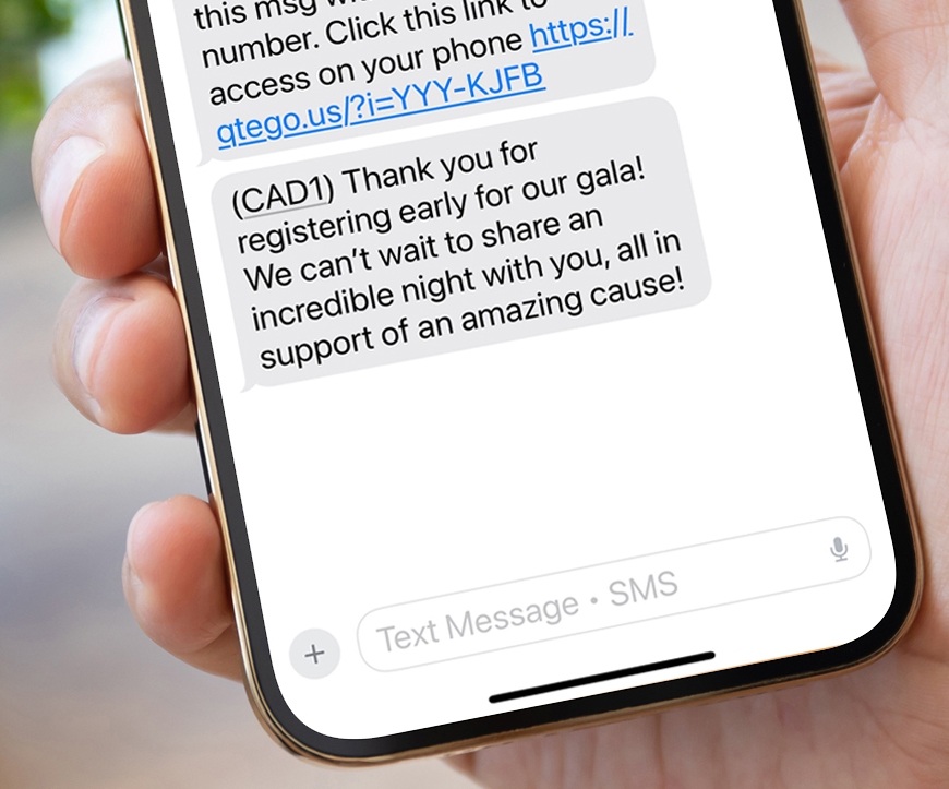 Event Fundraising Registration - Custom Text Message